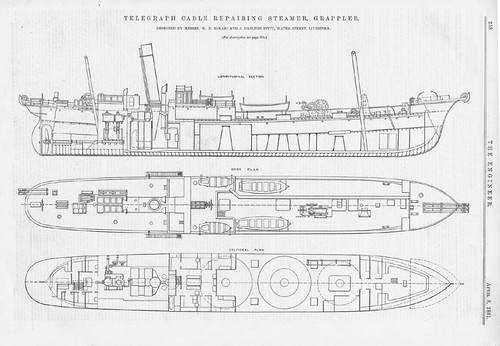 Telegraph repairing steam ship - steam,