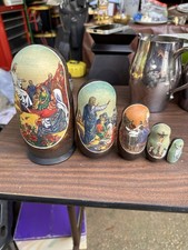 Nativity Ukrainian Nesting Doll 5 pieces 4.13'' or 10.5 cm Wooden Christmas Nest