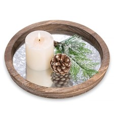Round Wood Decorative Tray