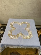Vintage Blue Linen Tablecloth