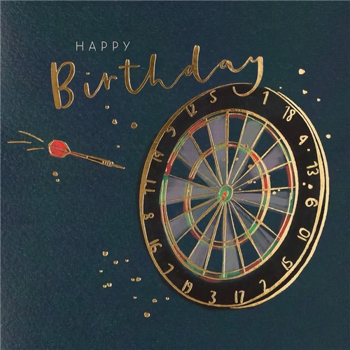 Happy birthday card darts open - card,