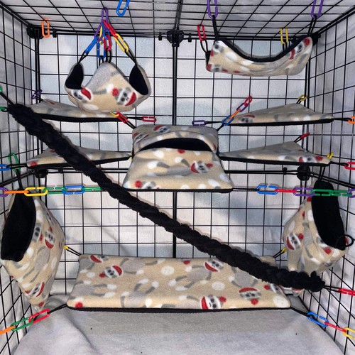 11pc sugar glider - fleece, cage