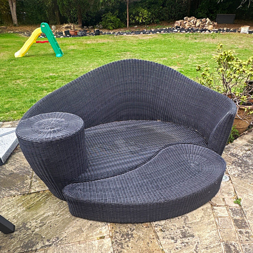 Grey rattan double - grey,