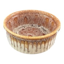 Vintage Fosters Pottery Serving Dish Pie Bowl Brown Drip Glaze