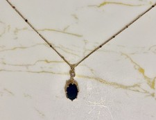 Yellow Gold Chain Sapphire Pendant Necklace