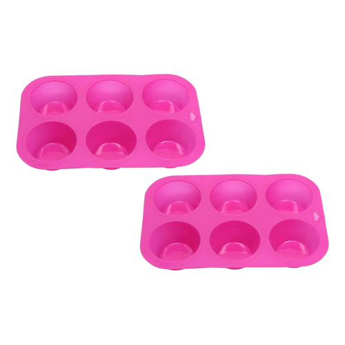 Silicone large muffin - pink, 6