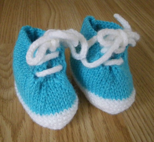 Hand knitted baby trainers - knitted,
