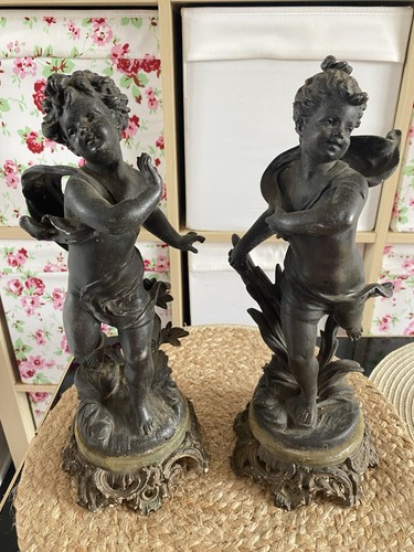 Vintage spelter figures cherub - vintage,