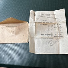 Vintage GWR Paperwork. Great Western Railway 1921 Post WW1 antique GWR ephemera