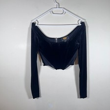 Urban Outfitters Archive Velvet Corset Top Women's Suede Crop Black S Small