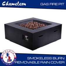 Gas Fire Pit Outdoor Premium XLarge SQUARE Steel + MGO  with Rain Cover