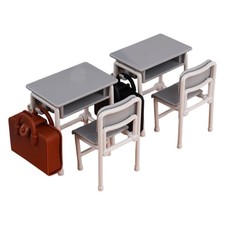 Miniature School Desk Chair And Bag Model Set For Dollhouses Scene Study Layouts