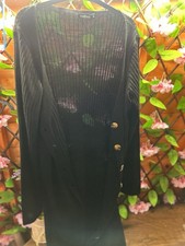 Boohoo Women's Size M Black Long Cardigan with Buttons