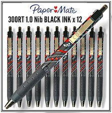 Papermate InkJoy 300RT 1.0mm Retractable Ballpoint Pens x 12 BLACK GREAT PRICE