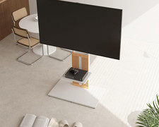 FITUEYES Design Floor TV Stand for 32-65 Inch TVs Beech Wood Height Zen Series