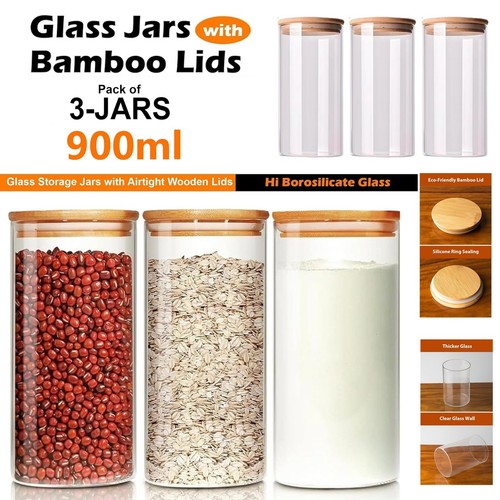 3pcs 900ml glass storage jars - 900ml,
