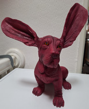 Long Ear Basset Hound Dog Ornament, Hot Pink Dog Statue
