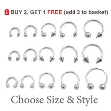 2x Horseshoe Bar Circular Barbell Nose Septum Nipple Lip Ring Ear Hoop Helix