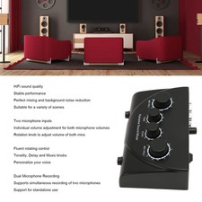 Professional Karaoke Sound Mixer With 2 Mic Inputs Plug And Play For Home