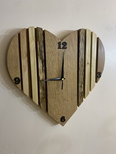 Heart shaped wooden wall clock - heart,