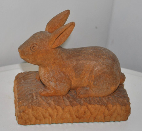 Wooden rabbit sculpture - wooden, sculpture-