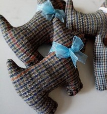 Handmade Tweed Scottie dog Brooch