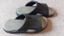 Clarks Mens Walkford Band Black Leather Sandals, UK 6.5, New (other) and Boxed