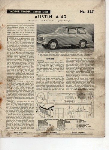 Austin a40 1958 motor - austin, trader