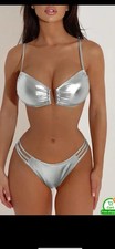 Silver Bikini Size Medium Looks So Good On Real Eye Catcher New