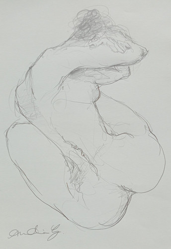 Pencil drawing female - , nude