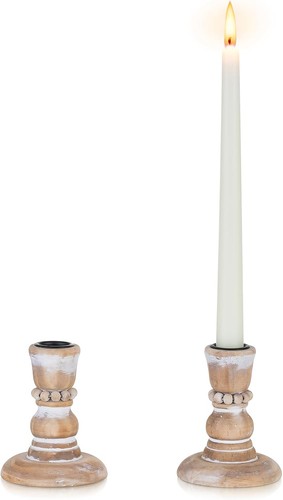 Rustic wooden candlestick - wooden,