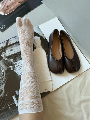 Tabi socks ivory mesh - ivory, lace