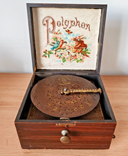 Antique Polyphon Disc Music Box - Fully Working + 9 Original Metal Discs