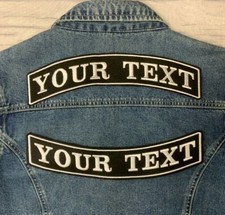 11 3/4" TOP & BOTTOM ROCKER STANDARD FONT PATCH BIKER CUSTOM EMBROIDERED PATCHES