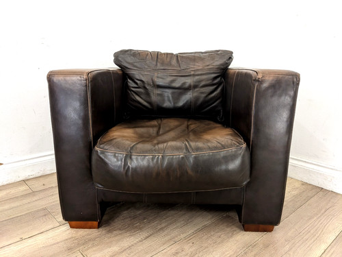 Armchair brown leather - armchair,
