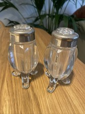 Vintage Cruet Set Salt & Pepper Chippendales Glass. Art Deco Style VGC