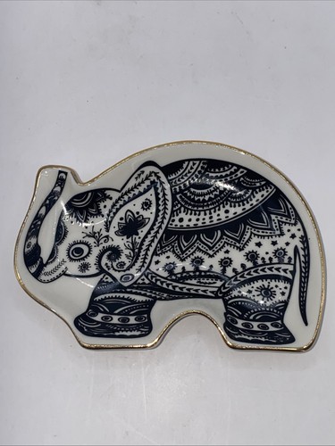 Elephant porcelain trinket - porcelain,