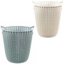 Curver Knit 7L Plastic Waste Paper Bin Round Home Office Basket Rubbish Dustbin