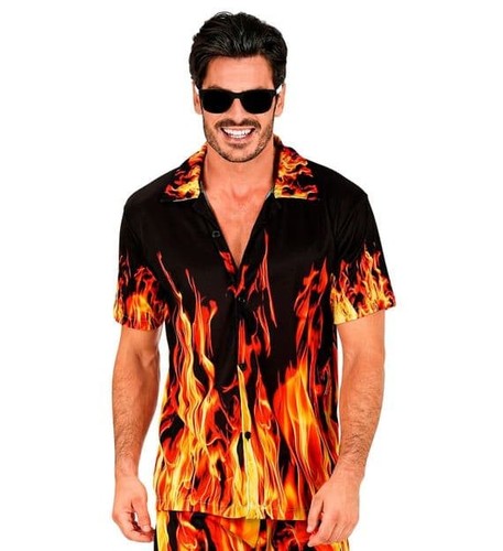 Mens black flame print shirt - mens,