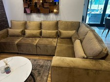 Boris 3c1 Corner Sofa Mink Velvet Fabric Full Back Living Room Couch Settee New