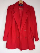Vintage Herman Kay Pea Coat Double-Breasted Womens L Red Wool Blend Car Coat 