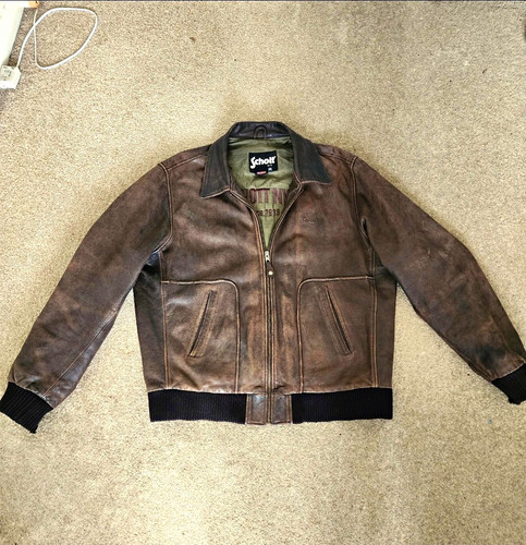 Schott leather bomber jacket - leather,