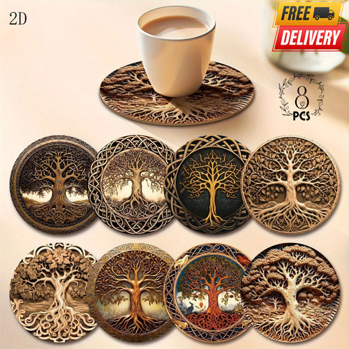 8pcs wooden cup coaster - 8pcs,