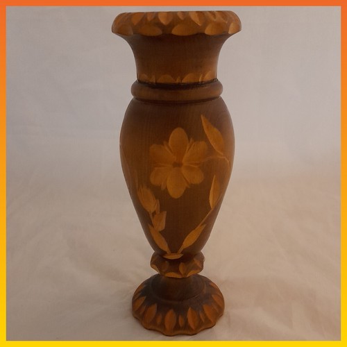Carved wood bud vase floral - bud,