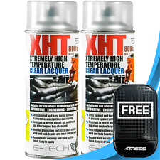 2x E-Tech CLEAR LACQUER Spray Paint Hi Temperature Engine Block Exhaust 400mL+DM