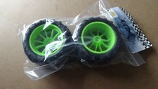 HSP RADIO CONTROLLED CAR WHEELS AND TIRES  GREEN x2 NEW IN PACKET TRUGGY