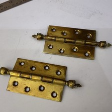 Vintage 4” FINIAL HINGES Brass Furniture Cupboard Cabinet Door Trunk