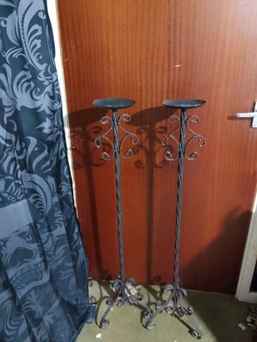 Pair vintage wrought iron 3 - pair,
