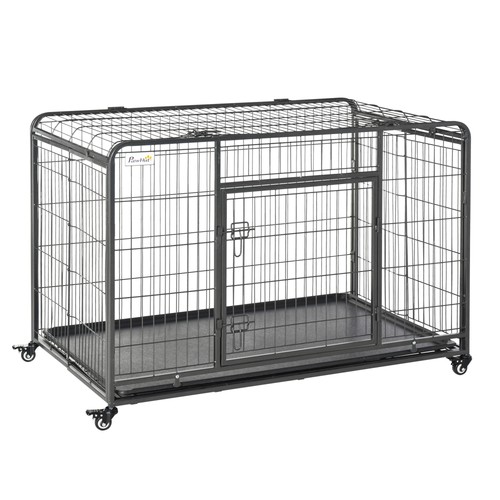 Pawhut 81x125cm metal dog cage - metal,