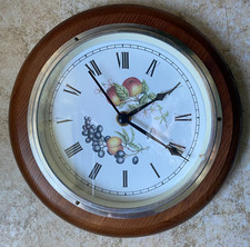 M&S vintage round wooden wall clock, like Harvest, 8"/20cm working